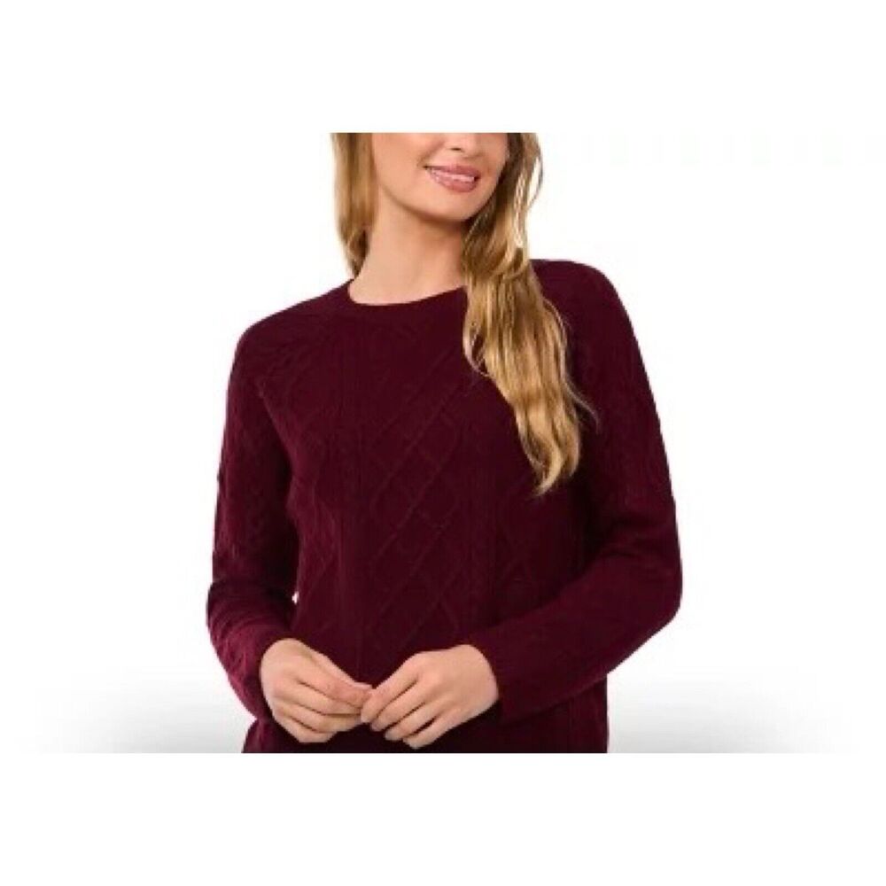 Vince Camuto Women’s Maroon Textured Pullover Sweater Crew Neck, Size S